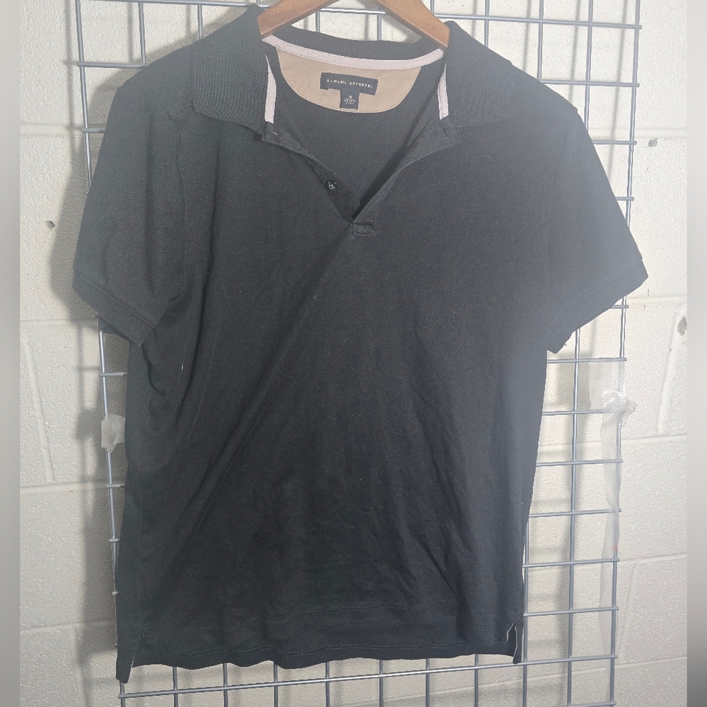 Banana Republic Black Short Sleeve Polo Shirt